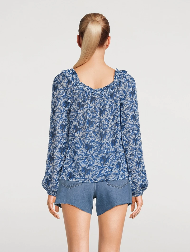 Myla Silk Blouse Palm Toile Print