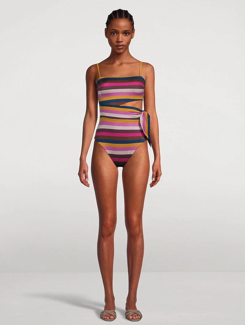 Ginger Convertible Cut-Out One-Piece Swimsuit Stripe Print