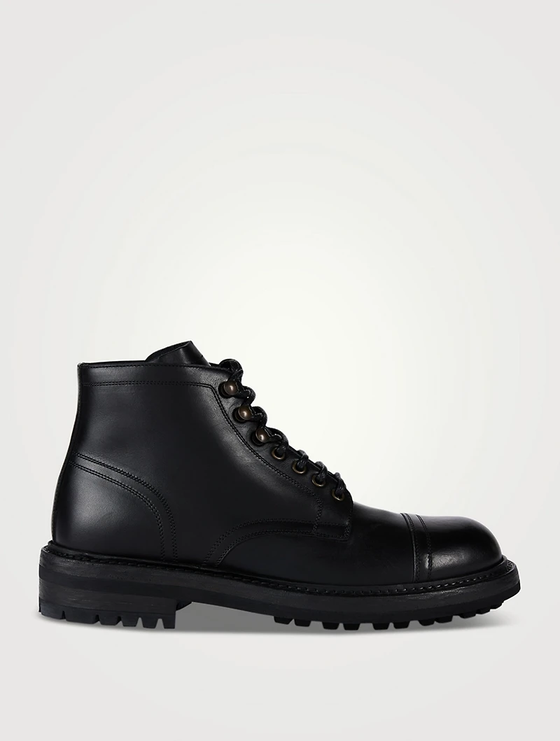 Leather Laced Ankle Boots