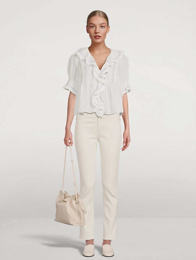 Mari High-Rise Slim Straight Cropped Jeans