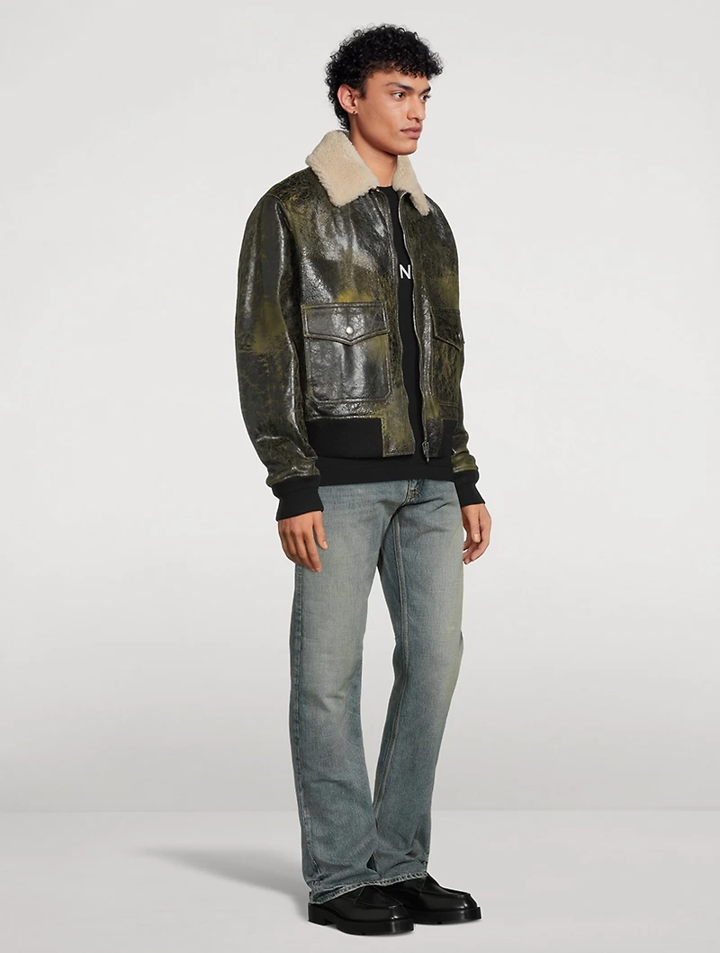 Leather And Shearling Aviator Jacket