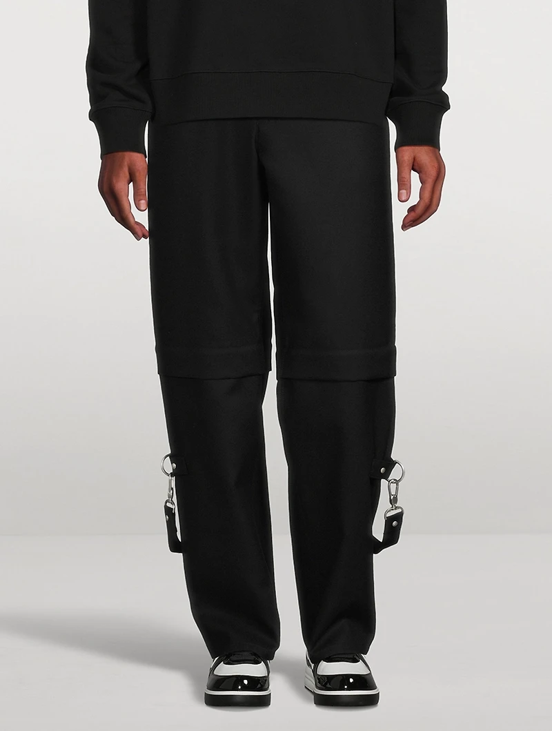 Wool Two-in-One Detachable Pants With Suspenders