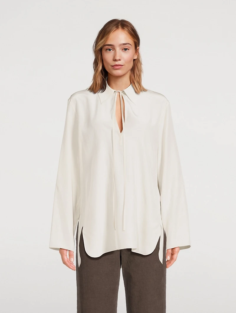 Malon Tie-Neck Silk Blouse