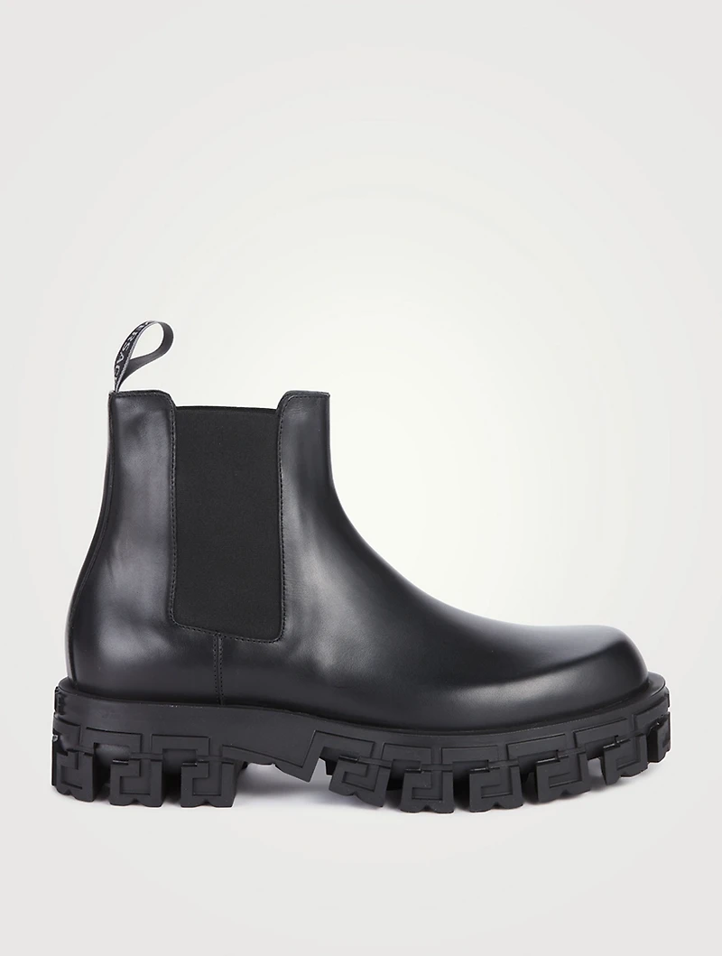 Greca Leather Chelsea Boots