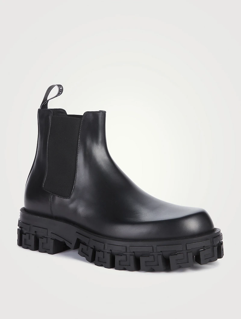 Greca Leather Chelsea Boots