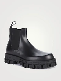 Greca Leather Chelsea Boots