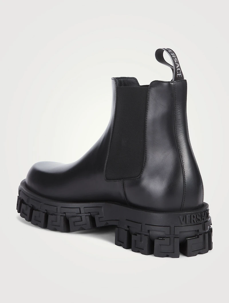 Greca Leather Chelsea Boots