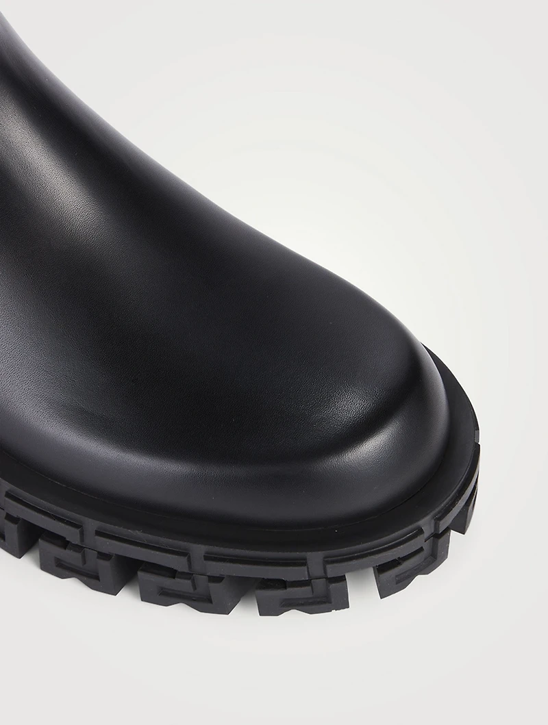 Greca Leather Chelsea Boots