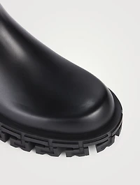 Greca Leather Chelsea Boots