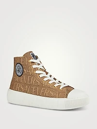 Greca Canvas High-Top Sneakers Versace Allover Print