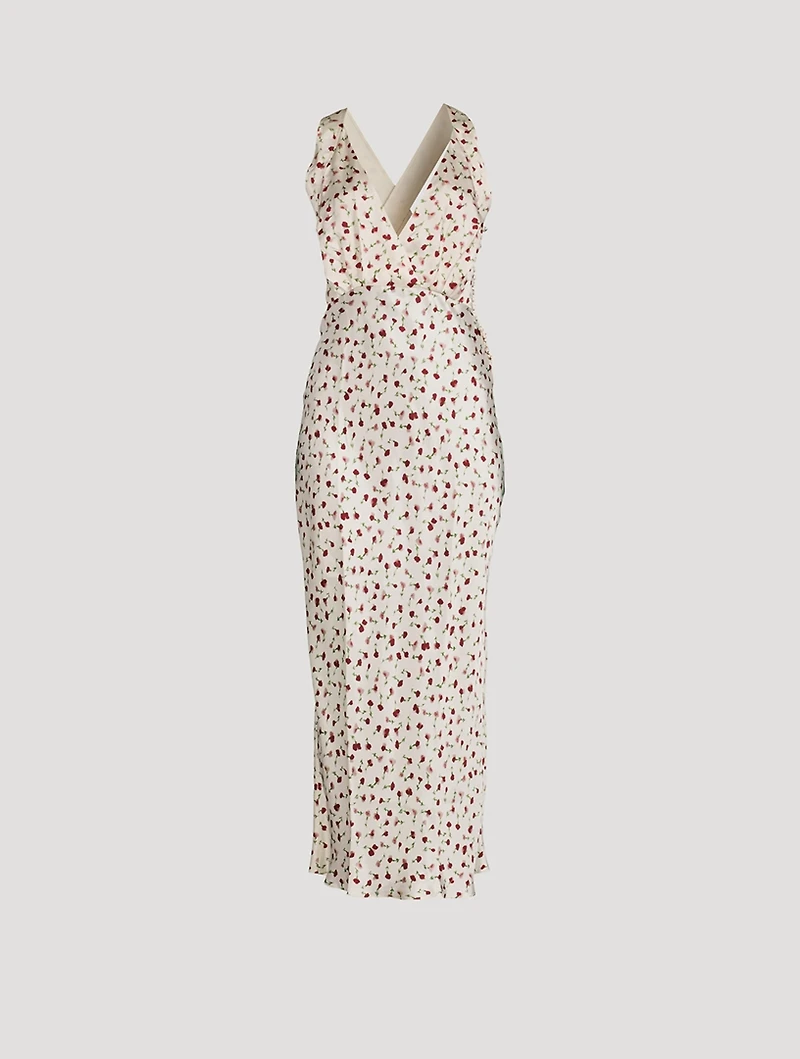 The Milo Satin Midi Dress Floral Print