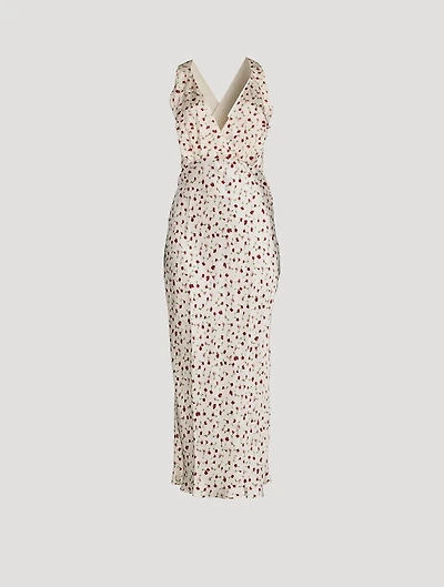 The Milo Satin Midi Dress Floral Print