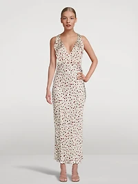 The Milo Satin Midi Dress Floral Print