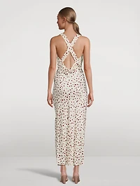 The Milo Satin Midi Dress Floral Print