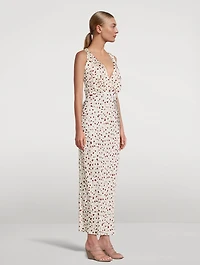 The Milo Satin Midi Dress Floral Print