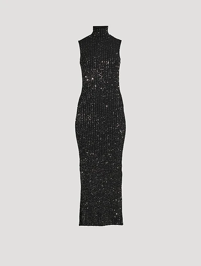 Sequin Mockneck Maxi Dress