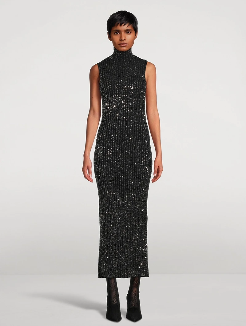 Sequin Mockneck Maxi Dress
