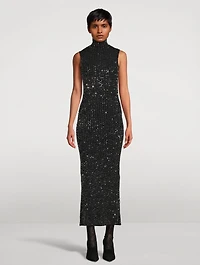 Sequin Mockneck Maxi Dress