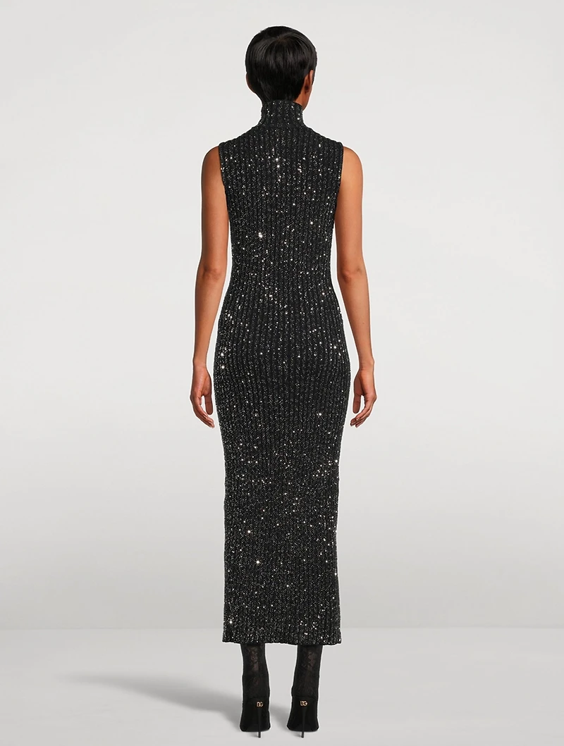 Sequin Mockneck Maxi Dress