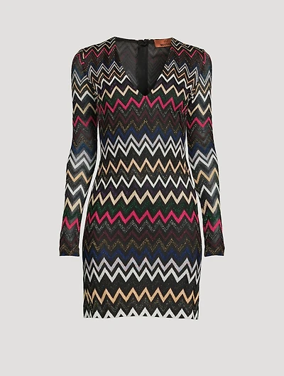Long Sleeve Lamé Mini Dress