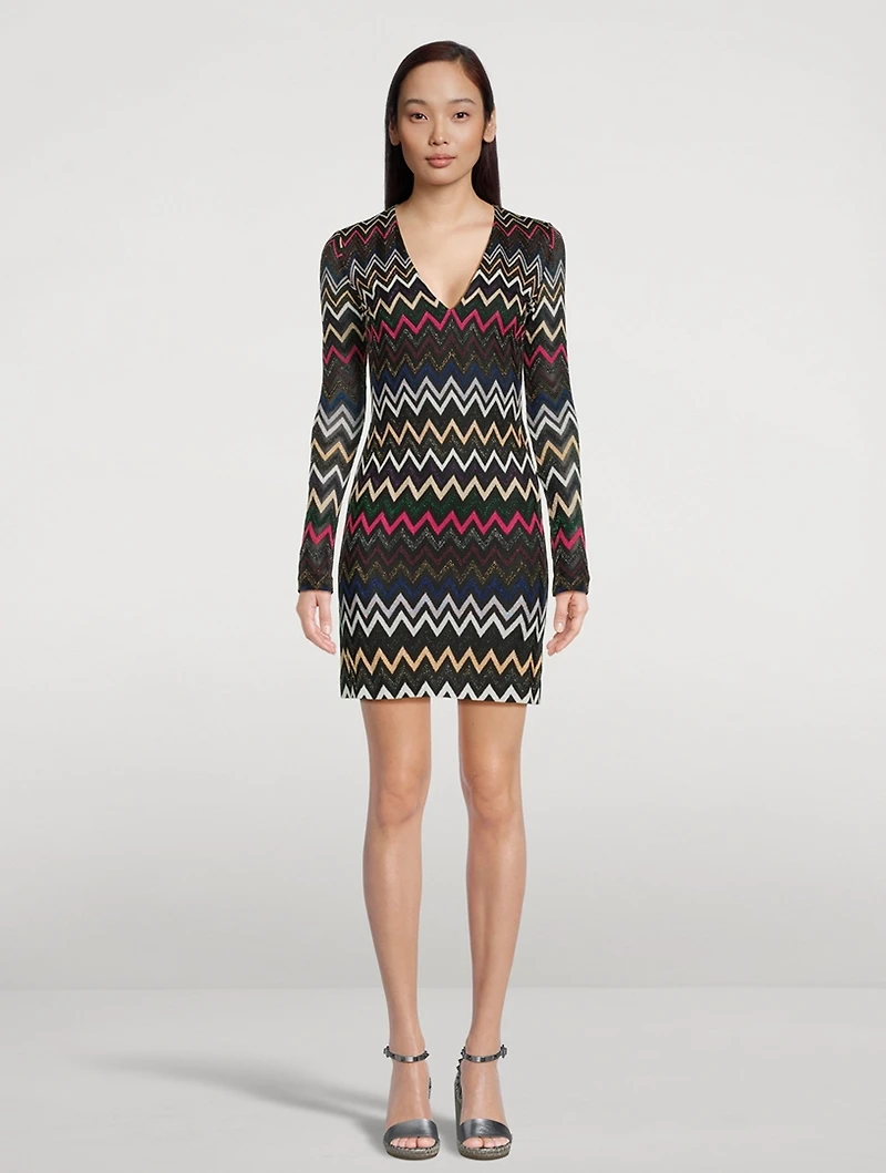 Long Sleeve Lamé Mini Dress