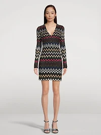 Long Sleeve Lamé Mini Dress