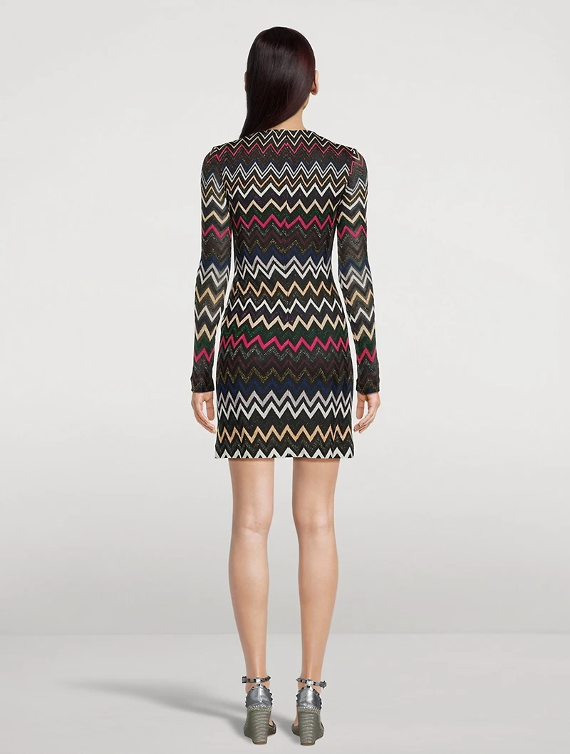 Long Sleeve Lamé Mini Dress