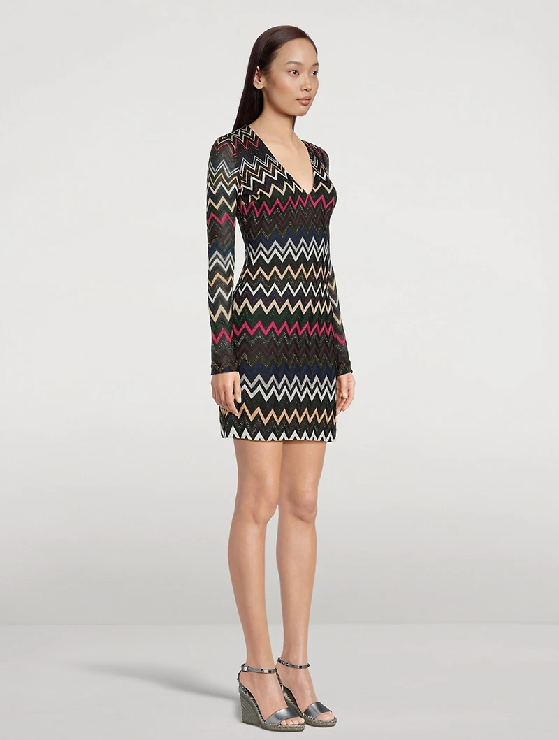 Long Sleeve Lamé Mini Dress