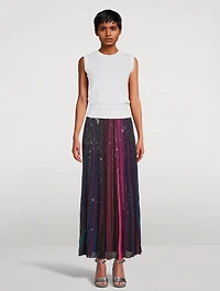 Rainbow Sequin Pleated Skirt