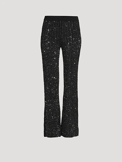 Sequin Knit Flare Trousers