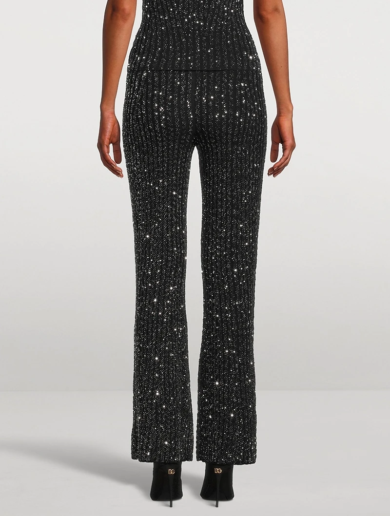 Sequin Knit Flare Trousers