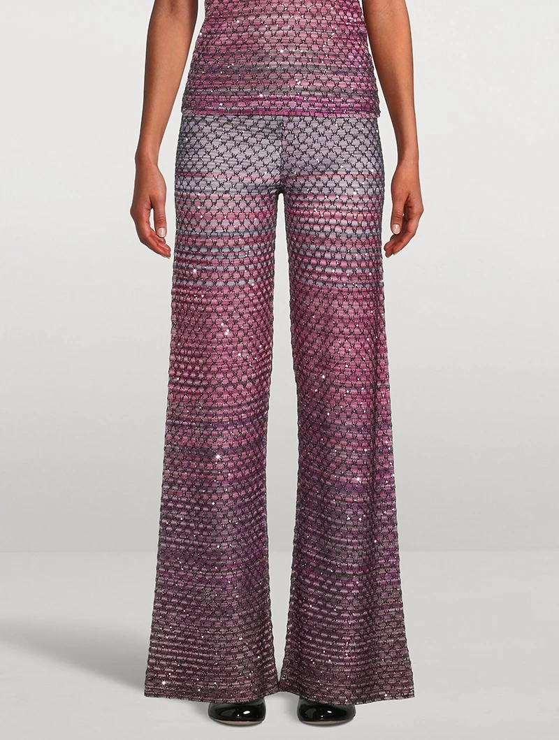 Sequin Knit Flare Trousers