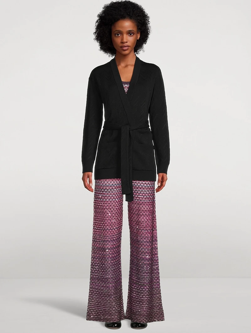 Sequin Knit Flare Trousers