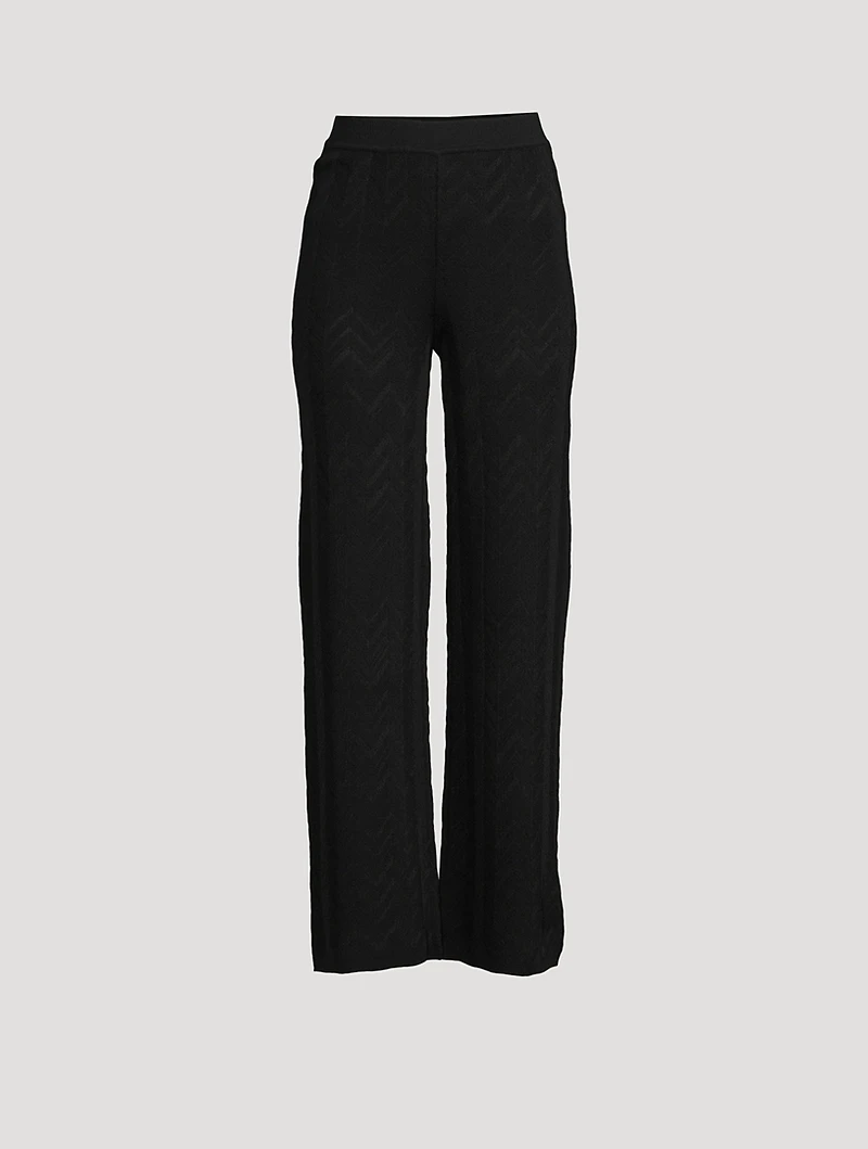 Wool-Blend Chevron Flare Pants