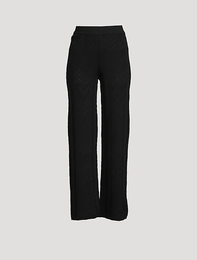 Wool-Blend Chevron Flare Pants