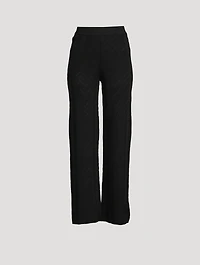 Wool-Blend Chevron Flare Pants