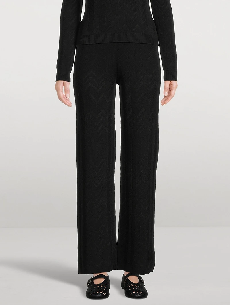 Wool-Blend Chevron Flare Pants