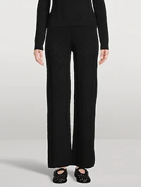 Wool-Blend Chevron Flare Pants