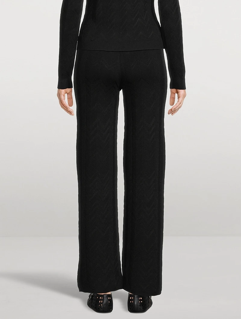 Wool-Blend Chevron Flare Pants