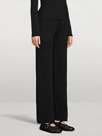 Wool-Blend Chevron Flare Pants
