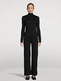 Wool-Blend Chevron Flare Pants