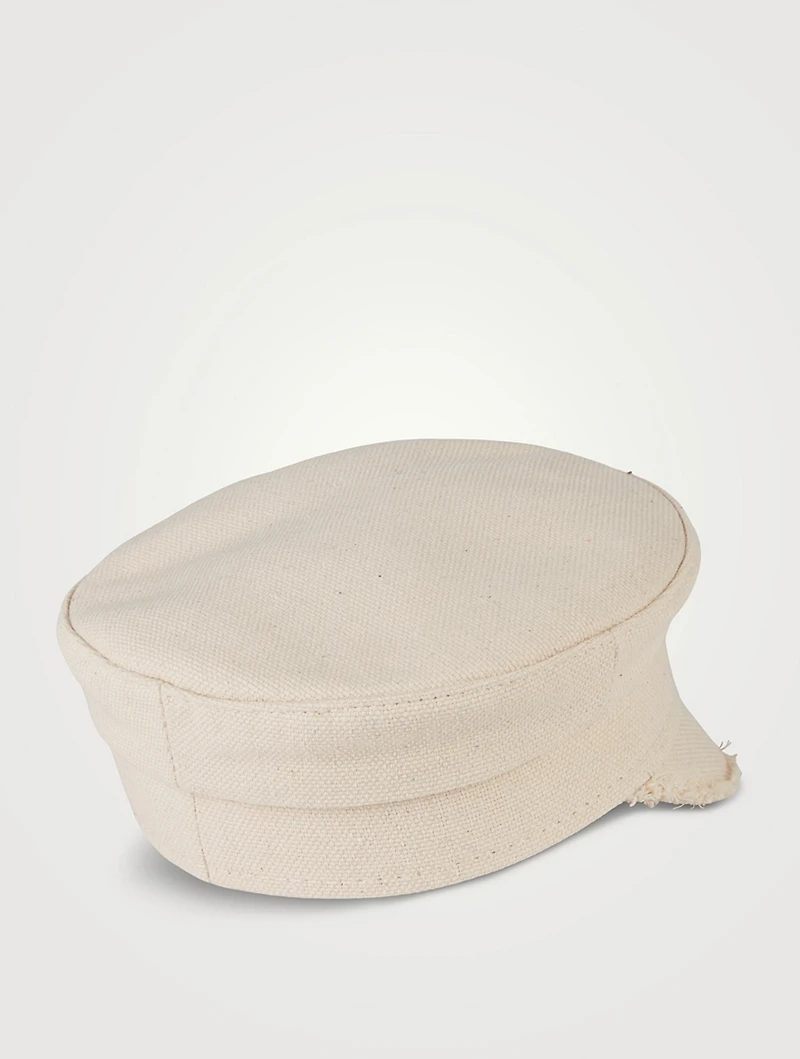 Monogram-Embellished Fringed Baker Boy Cap