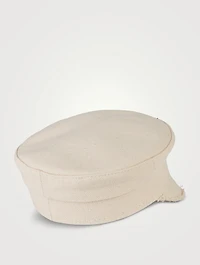 Monogram-Embellished Fringed Baker Boy Cap