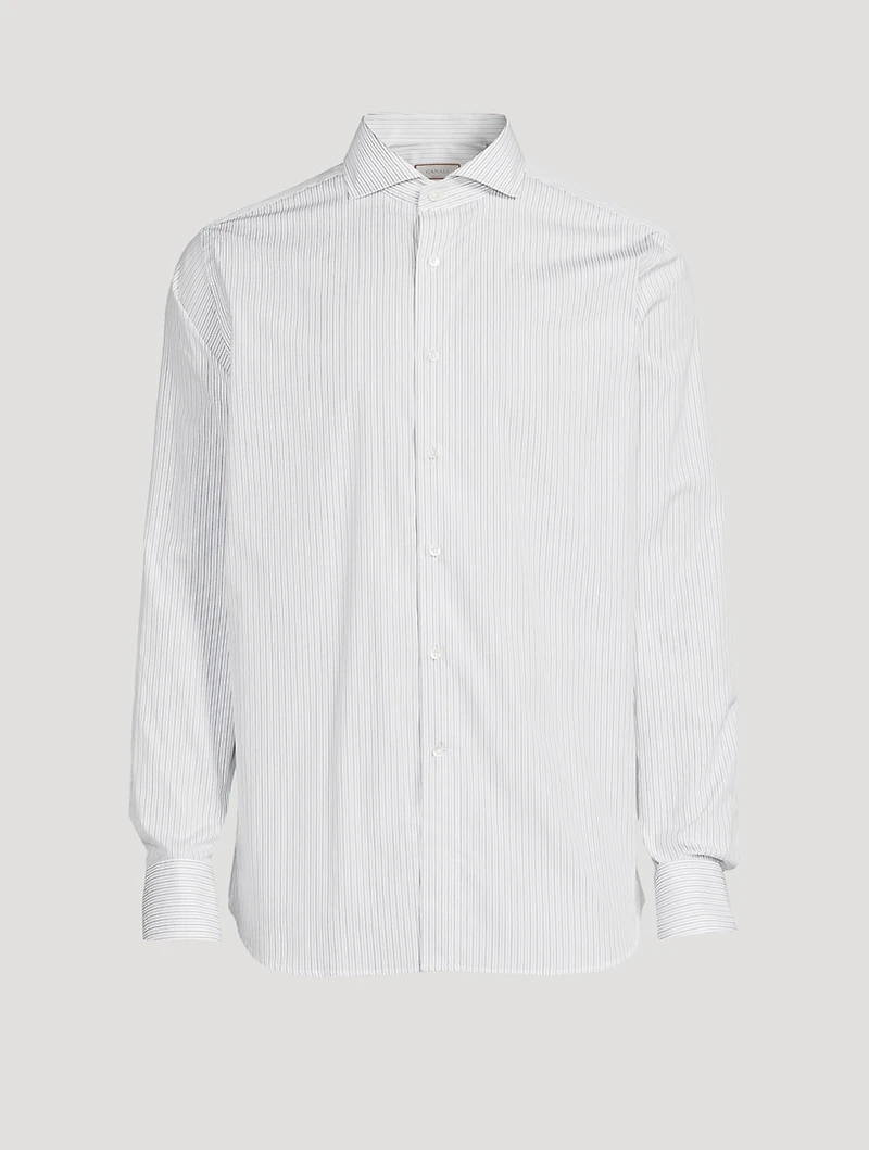 Cotton Dress Shirt Striped Print