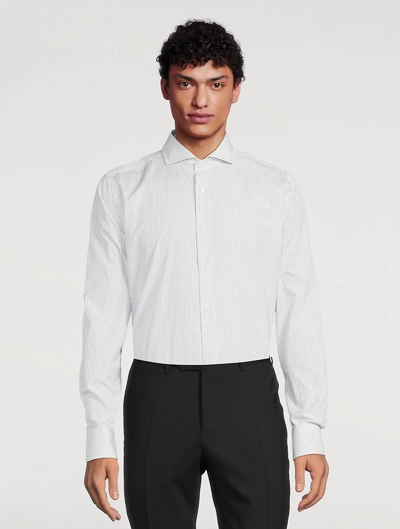 Cotton Dress Shirt Striped Print