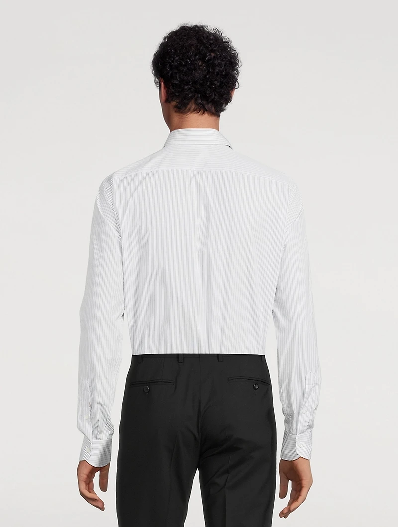 Cotton Dress Shirt Striped Print