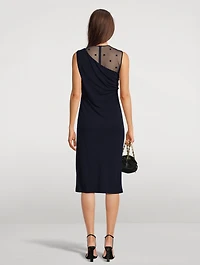 4G Jacquard Tulle Draped Midi Dress