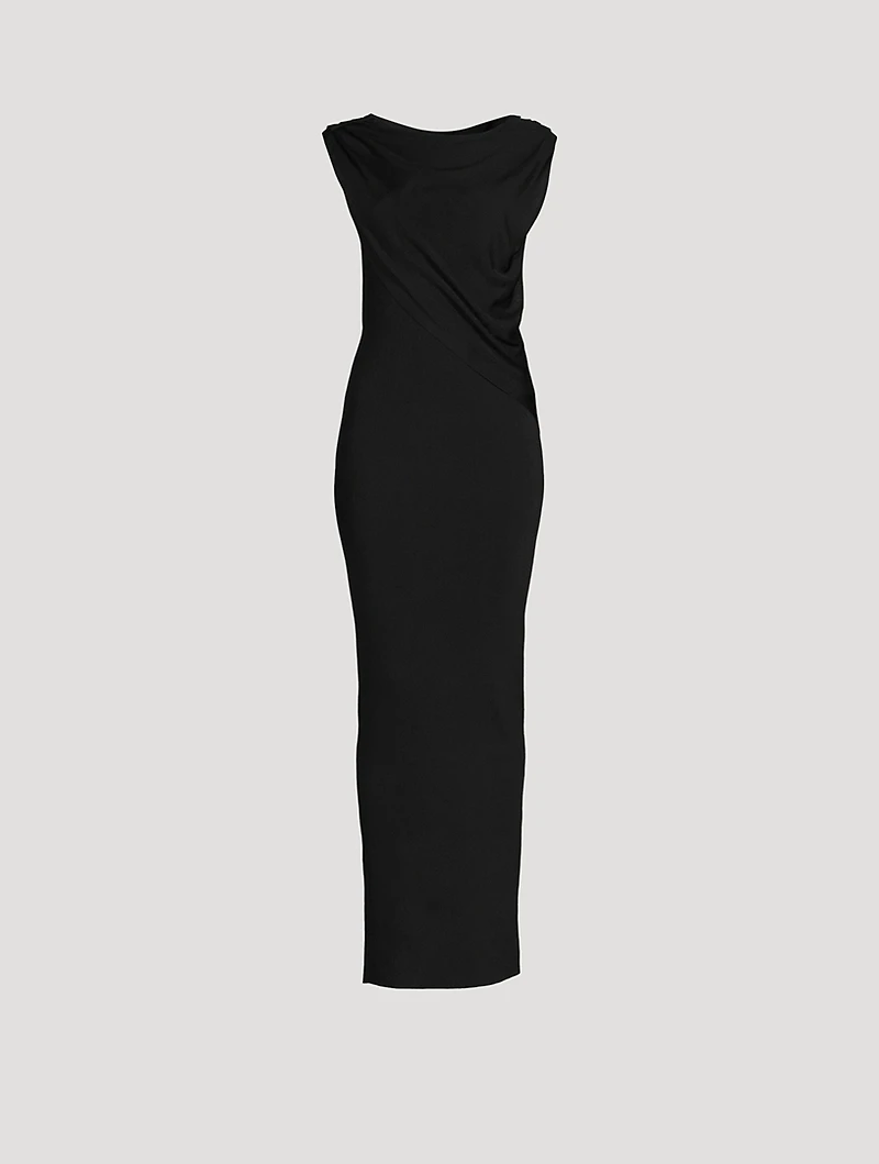 Draped Long Dress With Open Back
