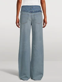 Mixed-Denim Straight-Leg Jeans