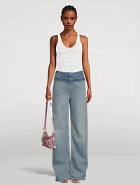 Mixed-Denim Straight-Leg Jeans